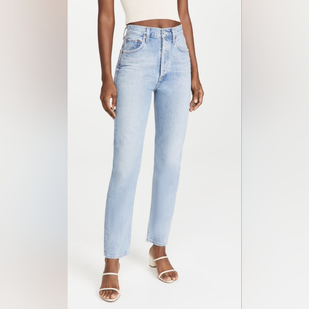 Agolde 90’ pinch waist Light Wash Straight Leg Jeans